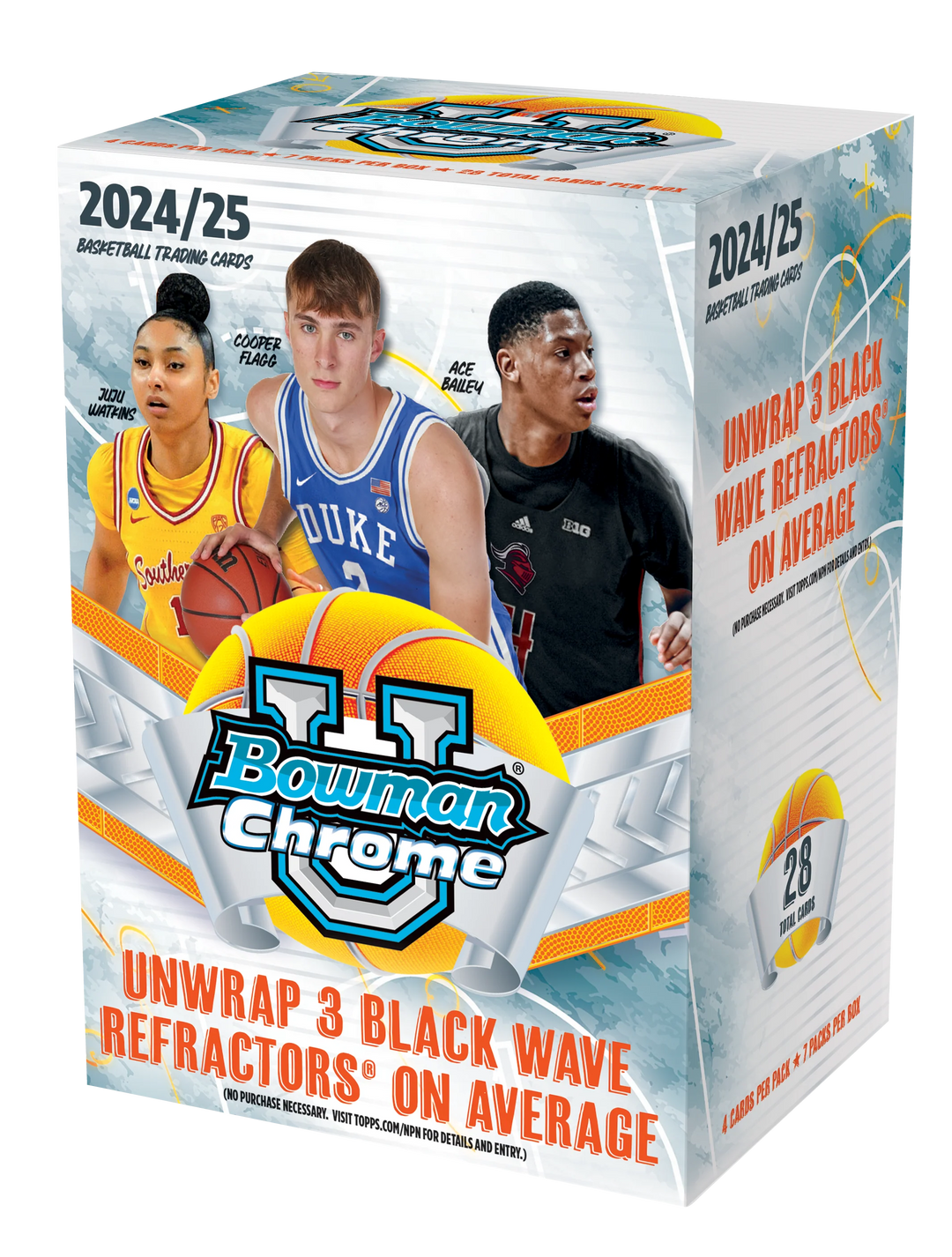 2024-25 Bowman University Chrome Basketball 7-Pack Blaster Box (Black Wave Refractor)