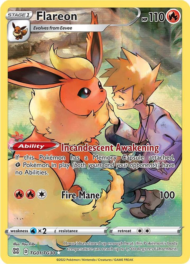 pokemon tcg brilliant stars tg01 tg30 flareon card CGC 10 FLAREON Full Art 2022 Pokemon Brilliant Stars CHR TG01/TG30 Trainer Gallery Holo Graded Card Gem Mint