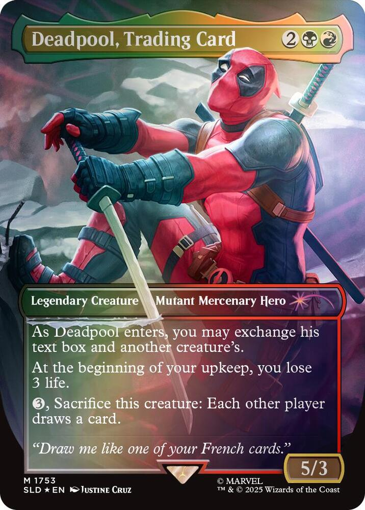Deadpool, Trading Card | (1753) | (Rainbow Foil) | Secret Lair Drop Series  (SLD) | Magic: The Gathering