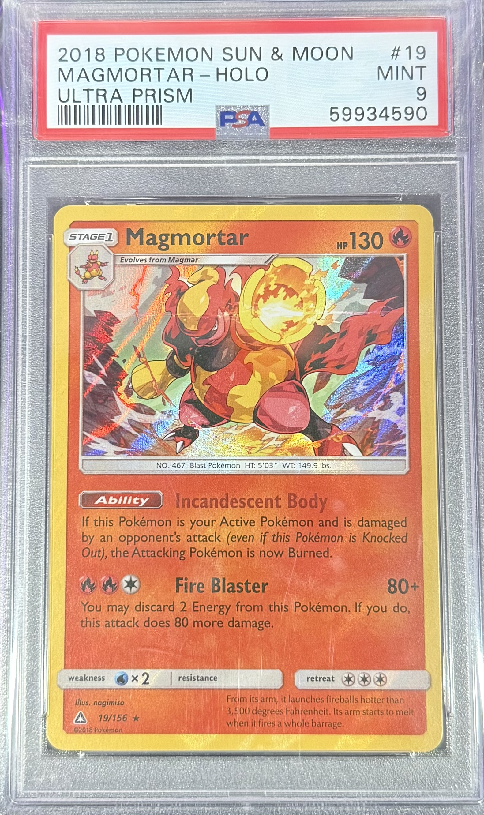magmortar pokemon card - Holo #19 Ultra Prism - 2018 Sun & Moon Payment System:With Nayax Card Reader Evolves from Magmar Type MTG Commander Vampire Deck 038