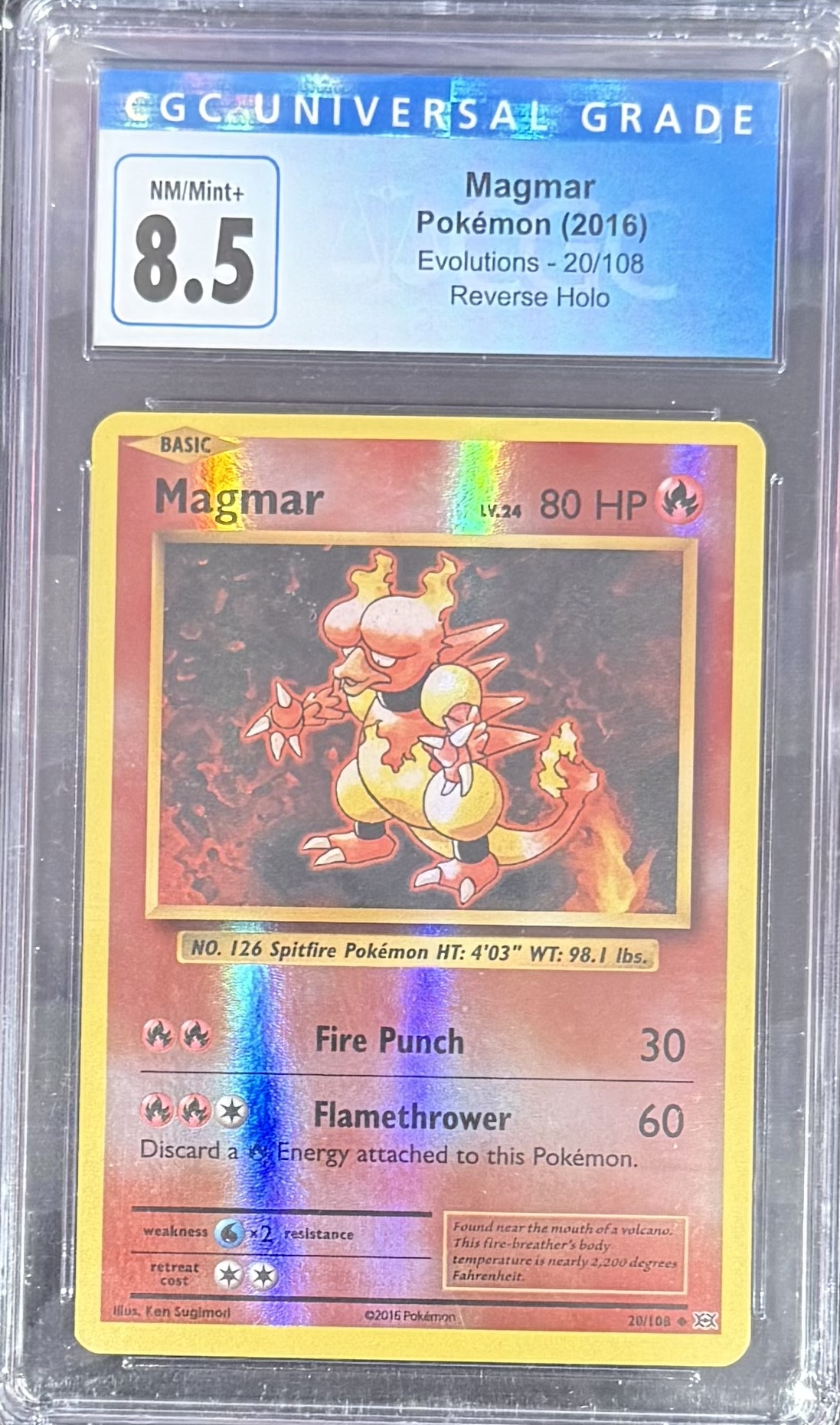 magmar pokemon card value 2016 20/108 Evolutions Reverse Holo - (2016) version:Counter Blitz Description coming soon... Pokemon Mega Kangaskhan ex MagicCon2024