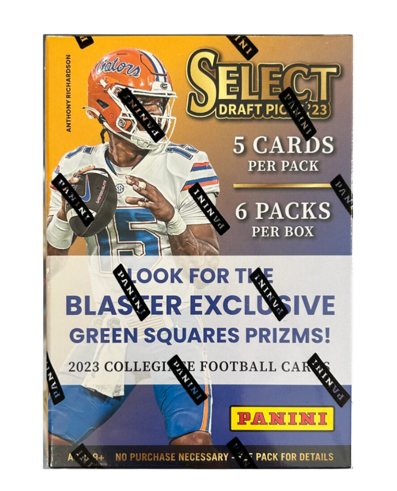 2023 Panini Select Draft Picks Football Hobby Blaster Box (Green Square Prizms)