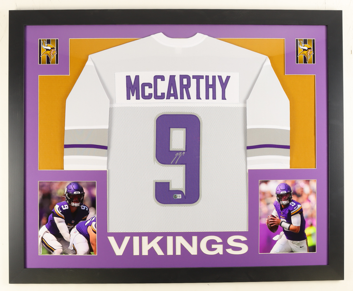 J.J. McCarthy Autographed Signed Custom Framed Jersey Display (Beckett)