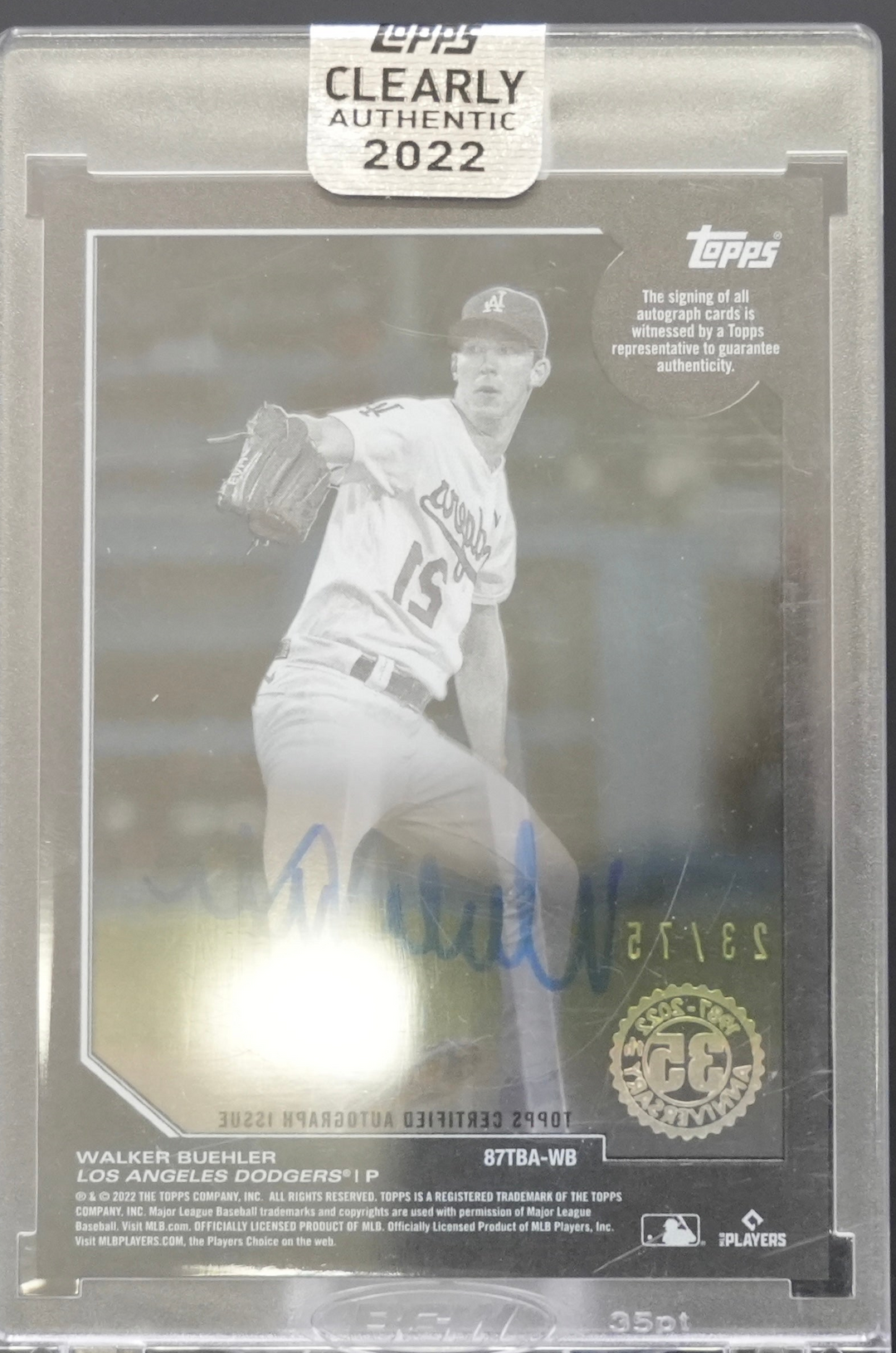 2022 Topps Clearly Baseball - Walker Buehler 87TBA-WB - Black Auto /75