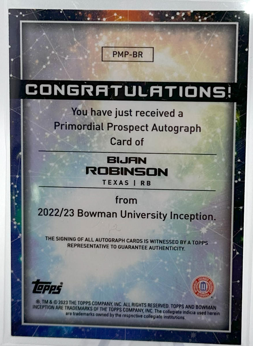 2022 Bowman Inception Football  - Bijan Robinson PMP-BR - Auto /99