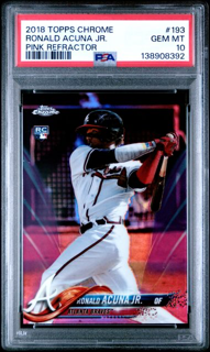 2018 Topps Chrome - Ronald acuna JR. 193 - Pink Refractor - PSA 10