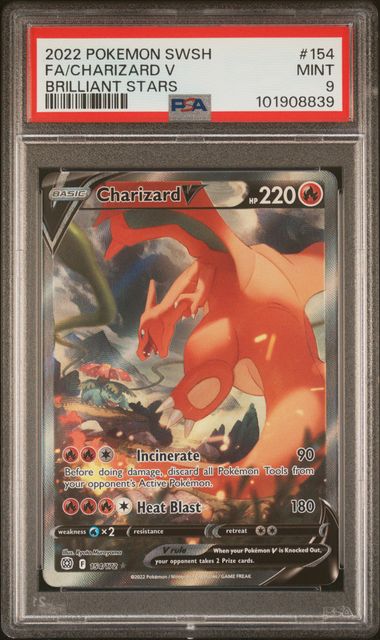 Charizard V 154/172 Alternate Full Art Brilliant Stars - 2022 Pokemon - PSA 9