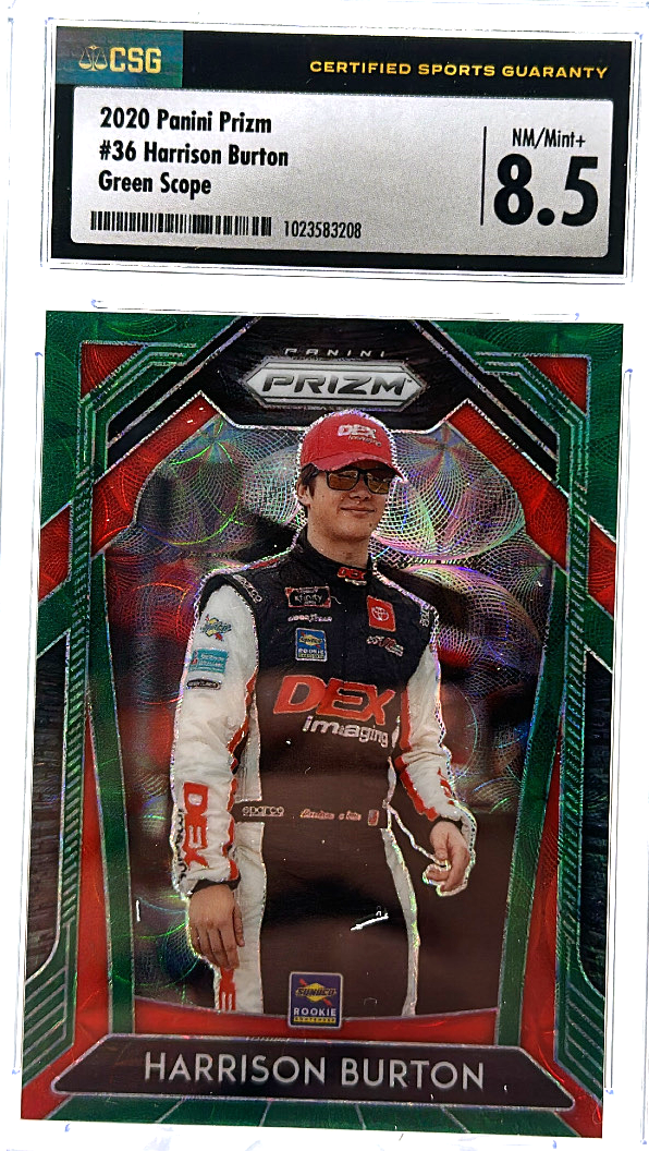 2020 Panini Prizm - Harrison Burton 36 - Green Scope /99 - CSG CGC 8.5