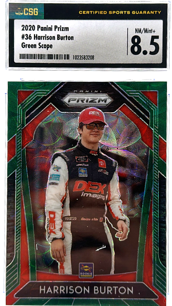 2020 Panini Prizm - Harrison Burton 36 - Green Scope /99 - CSG CGC 8.5