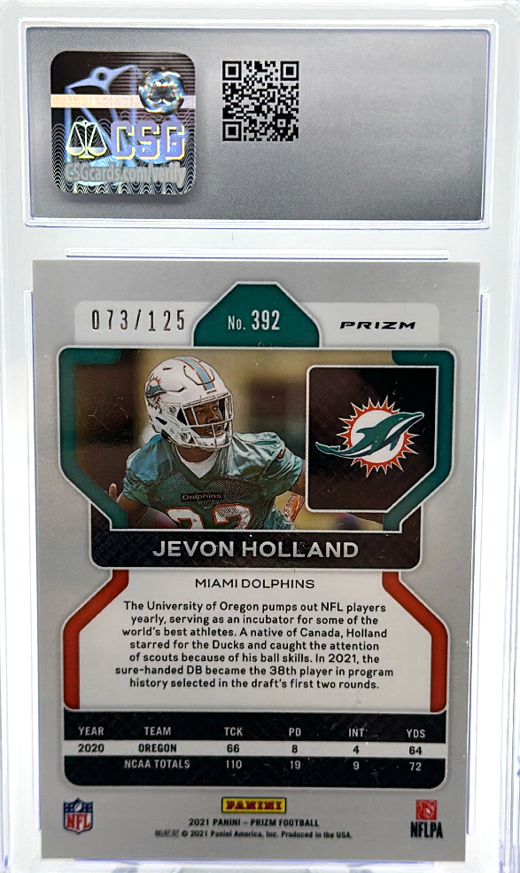 2021 Panini Prizm - Jevon Holland 392 - Purple /125 - CSG CGC 9