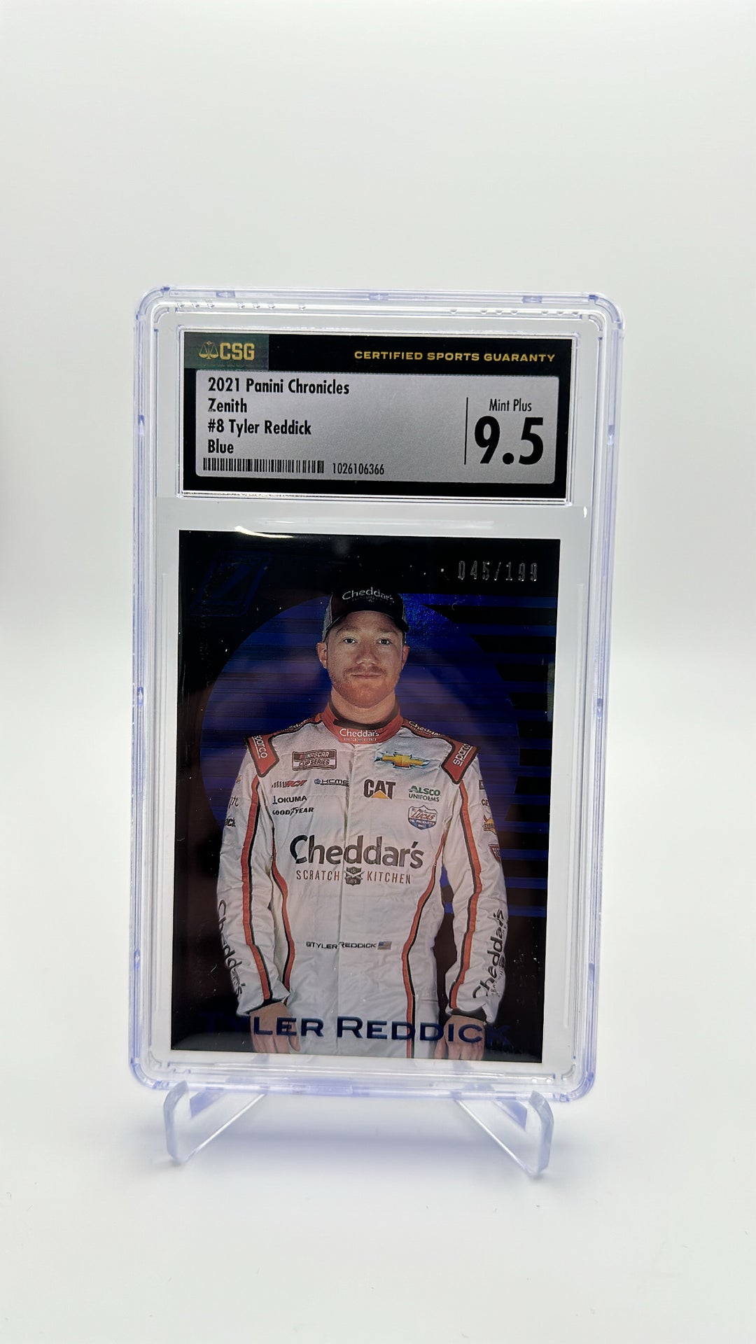 2020 Panini Chronicles Nascar Zenith - Tyler Reddick 8  - Blue /199 - CSG CGC 9.5