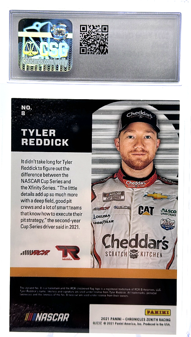 2020 Panini Chronicles Nascar Zenith - Tyler Reddick 8  - Blue /199 - CSG CGC 9.5