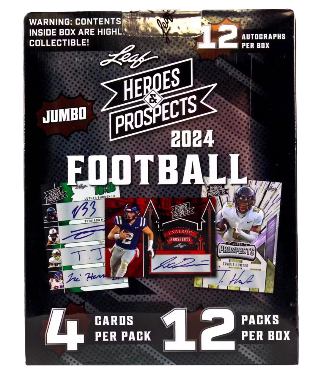 2024 Leaf Heroes & Prospects Football Hobby Jumbo Box