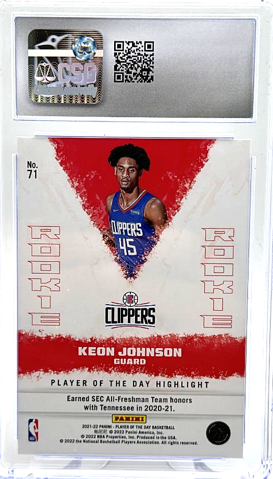 2021-22 Panini Player of the Day - Keon Johnson 71 - Kaboom /99 - CSG CGC 9.5