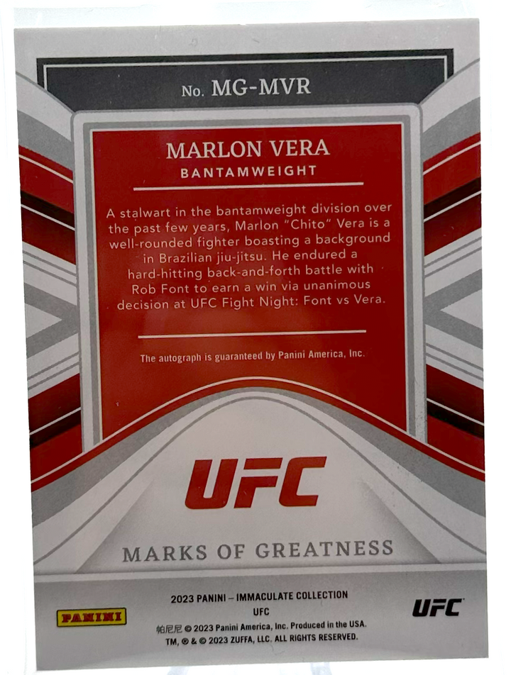 2023 Panini Immaculate UFC - Marlon Vera MG-MVR - Marks of Greatness /99