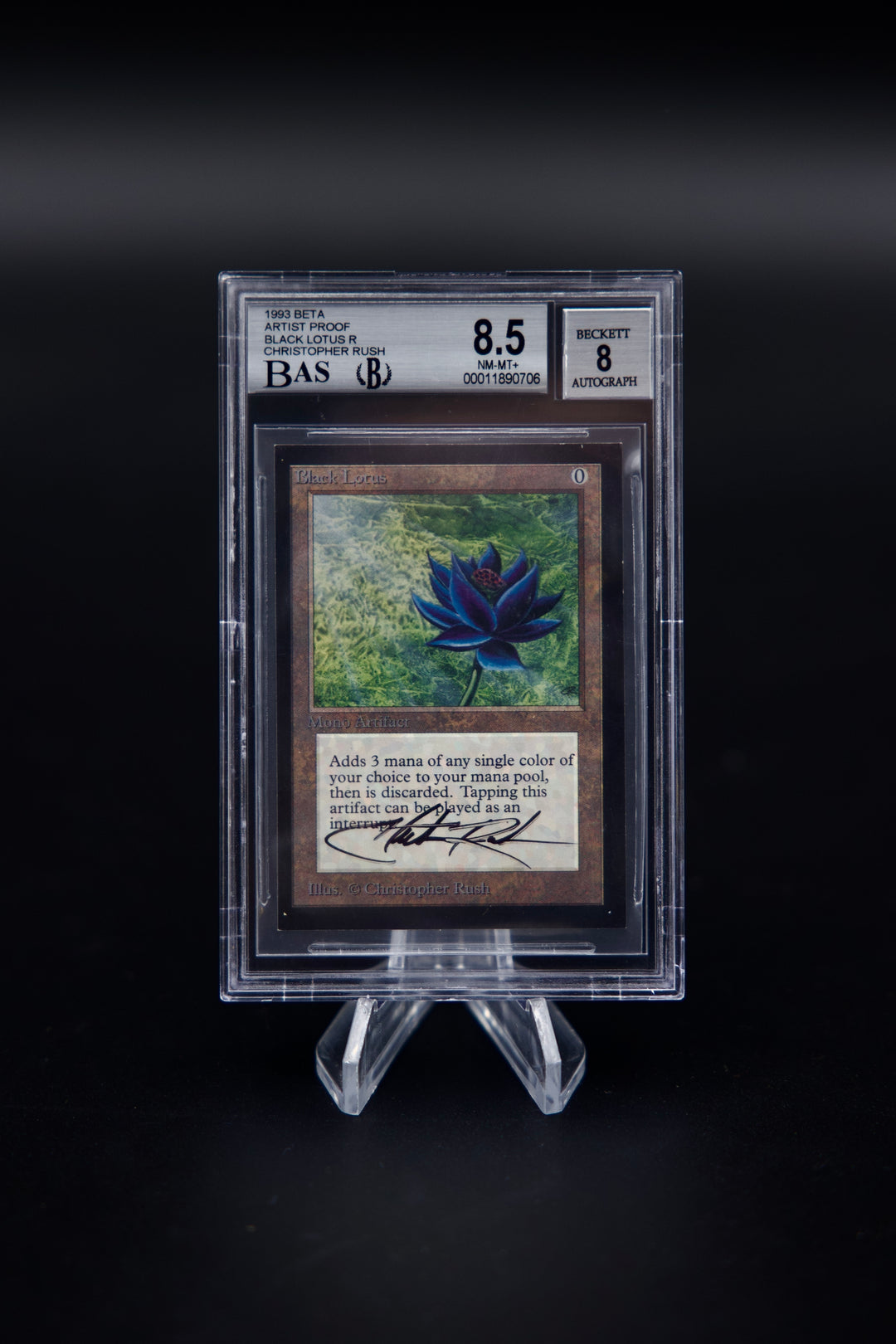 1993 Magic: The Gathering - Beta: Artist Proof- Black Lotus (C. Rush Signed)