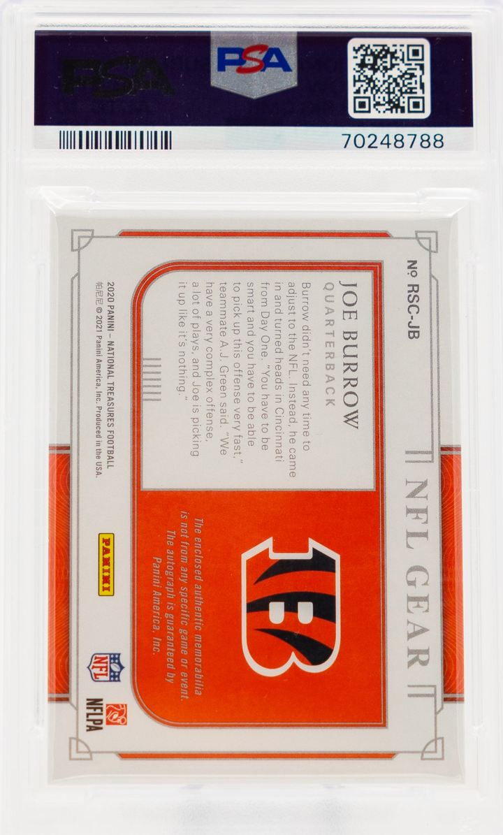 2020 Panini National Treasures - Joe Burrow RSC-JB - NFL Gear Signature /99 - PSA 9 / 10