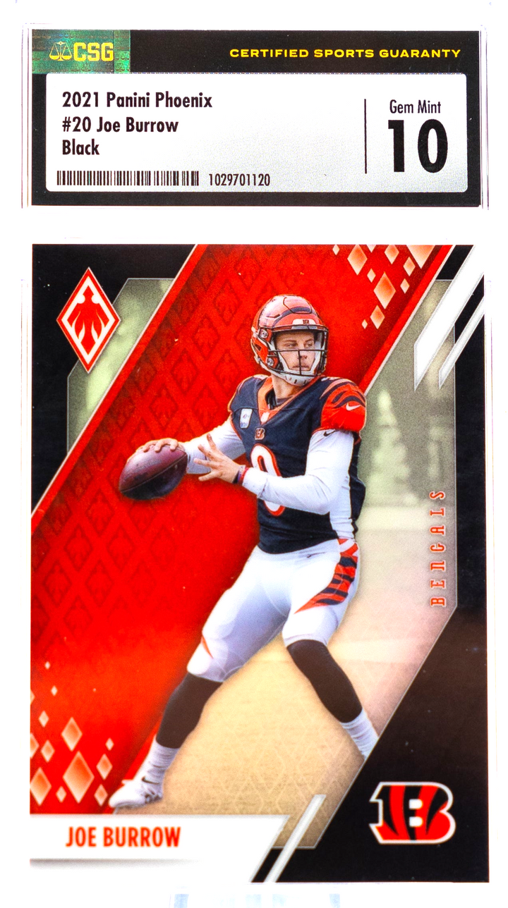 2021 Panini Phoenix - Joe Burrow 20 - Black /10 CSG 10