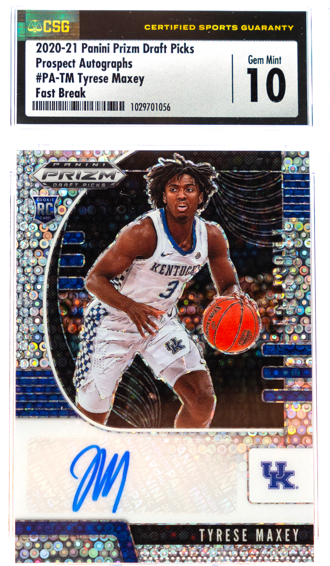 2020-21 Panini Prizm Draft Picks - Tyrese Maxey PA-TM - Fast Break - CSG CGC 10 / 9