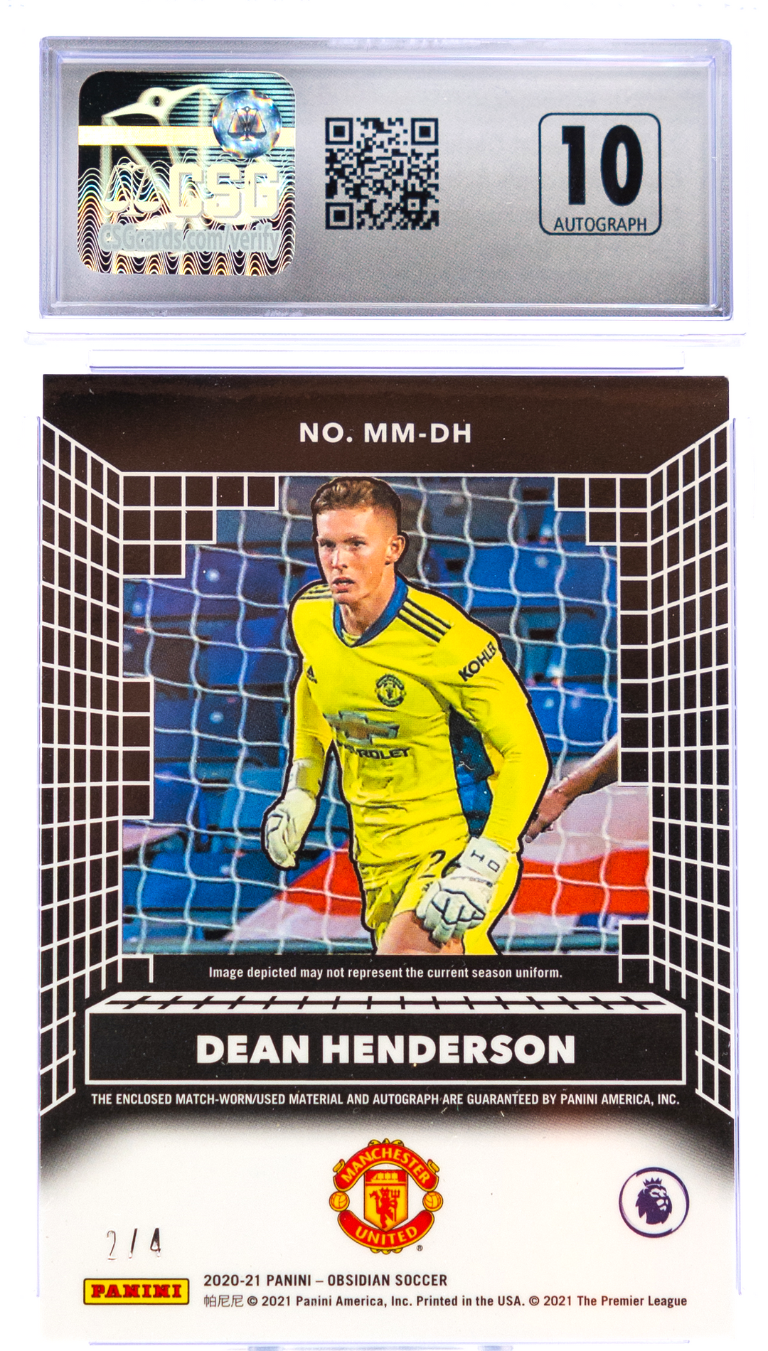 2020-21 Panini Obsidian - Dean Henderson MM-DH - Electric Etch Green /4 - CSG CGC 9 / 10