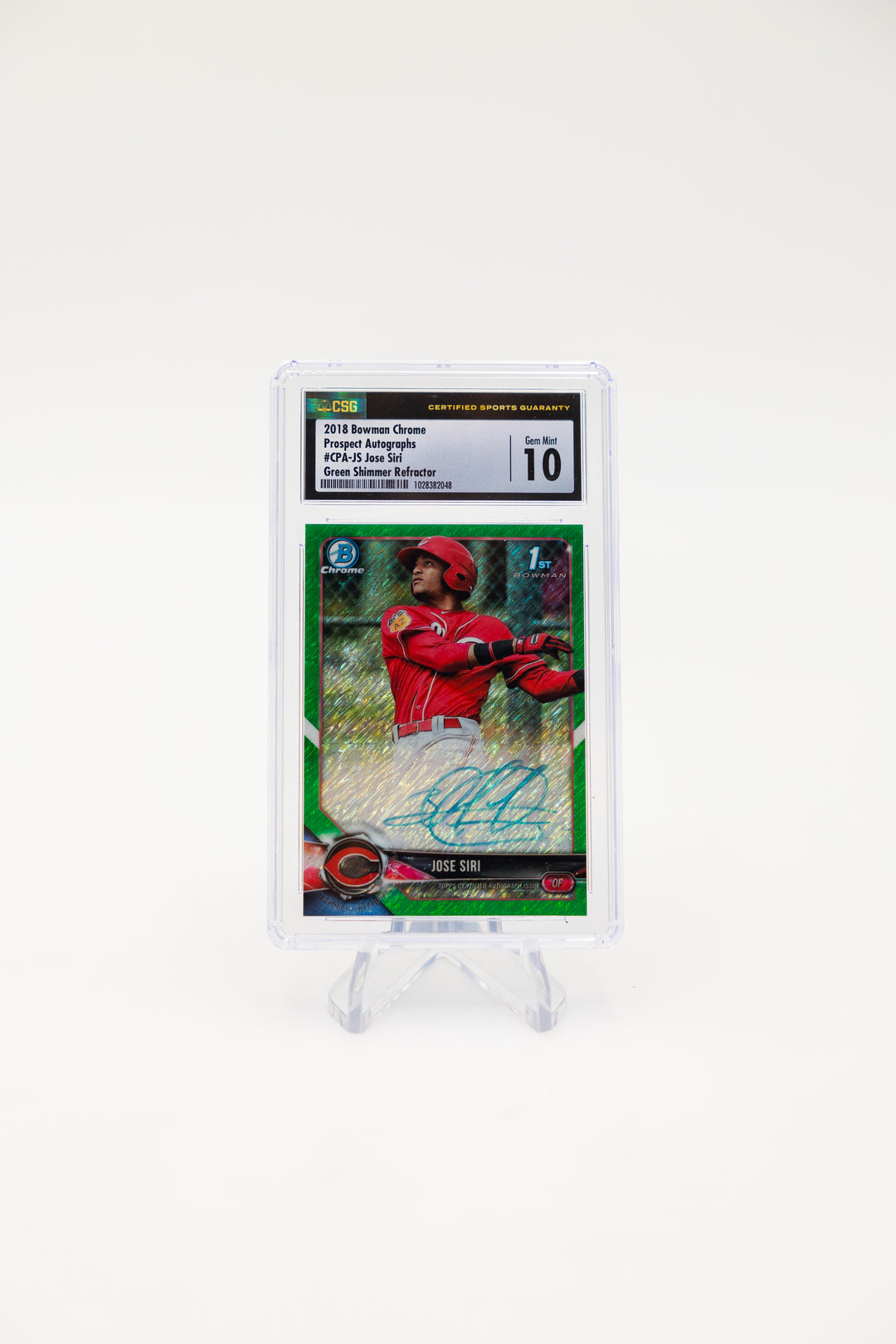 2018 Bowman Chrome - Jose Siri CPA-JS - Green Shimmer /99 - CSG 10 / 10