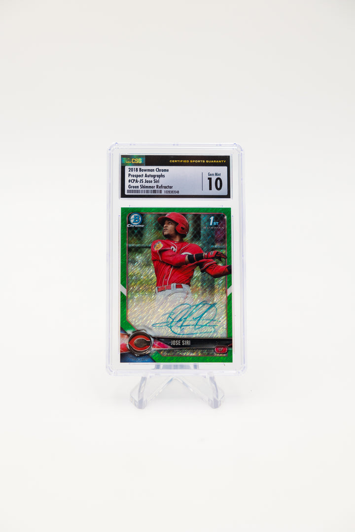 2018 Bowman Chrome - Jose Siri CPA-JS - Green Shimmer /99 - CSG 10 / 10