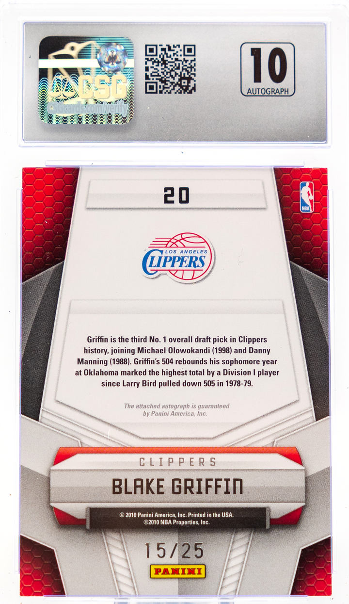 2010-11 Panini Certified - Blake Griffin 20 - Potential Signatures - CSG 10 / 10