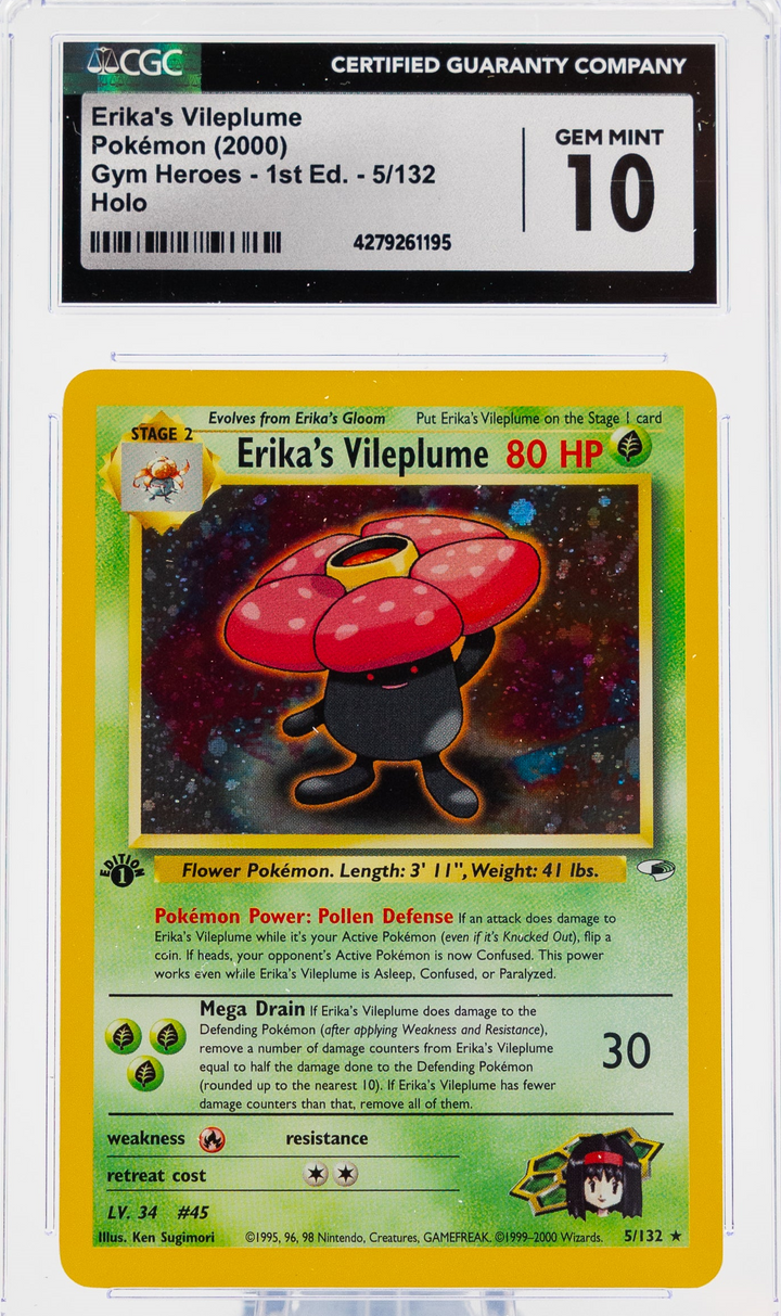 Erika's Vileplume 5/132 Gym Heroes 1st Edition - 2000 Pokemon - CGC 10