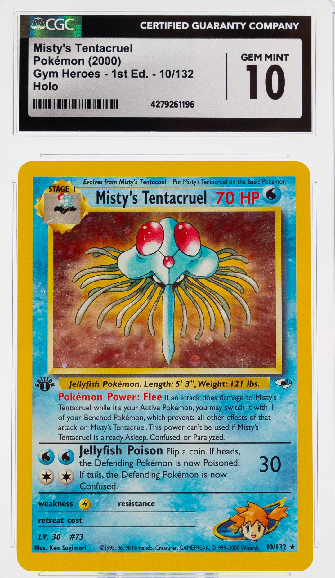 Misty's Tentacruel 10/132 Gym Heroes 1st Edition - 2000 Pokemon - CGC 10