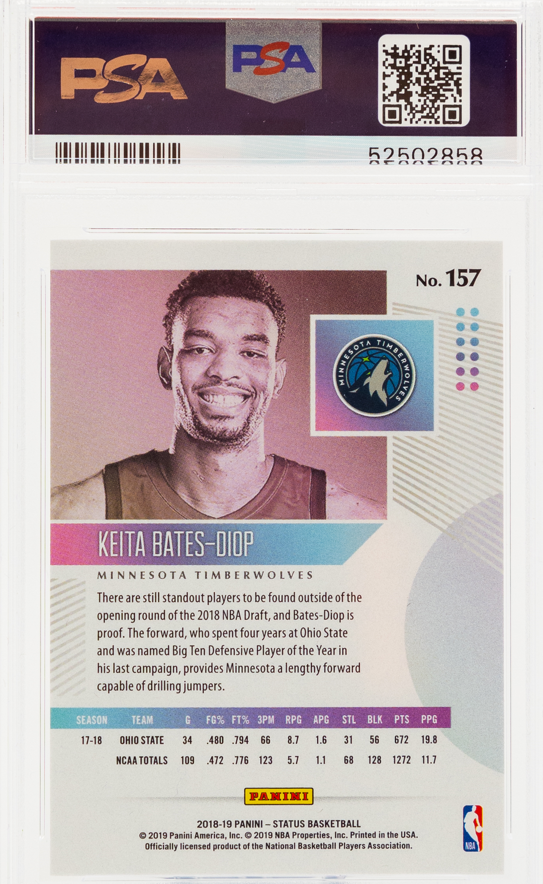 2018 Panini Status - Keita Bates-Diop 157 - PSA 10