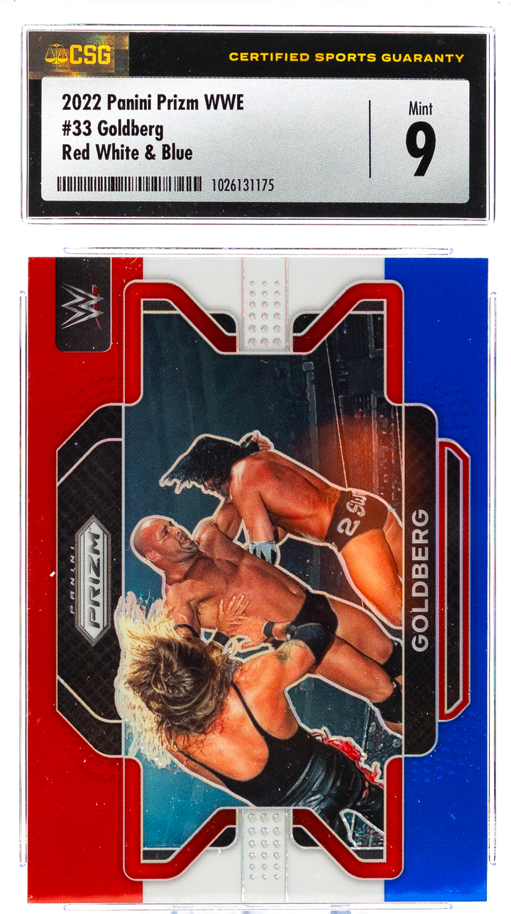 2022 Panini Prizm WWE - Goldberg 33 - Red White & Blue  - CSG CGC 9