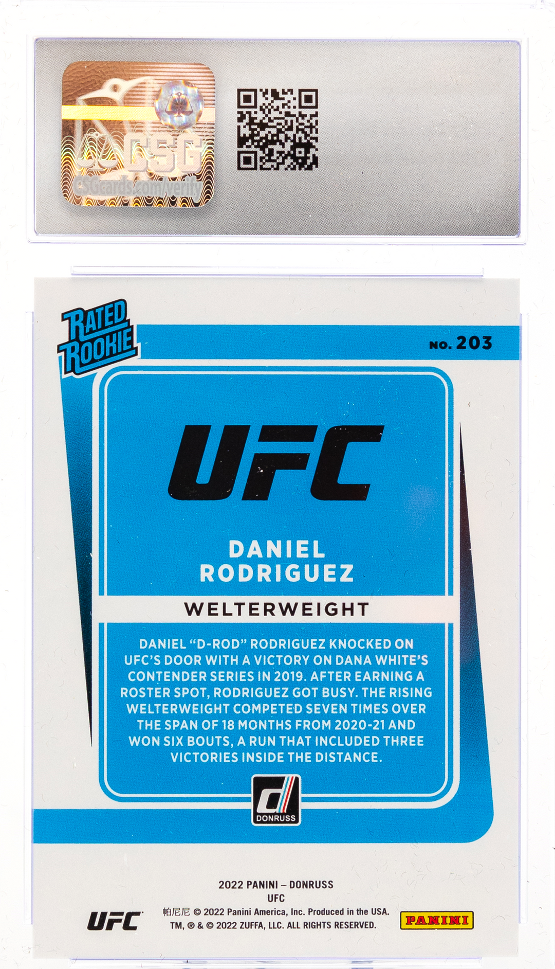 2022 Panini Donruss UFC - Daniel Rodriguez 203 - CSG CGC 9