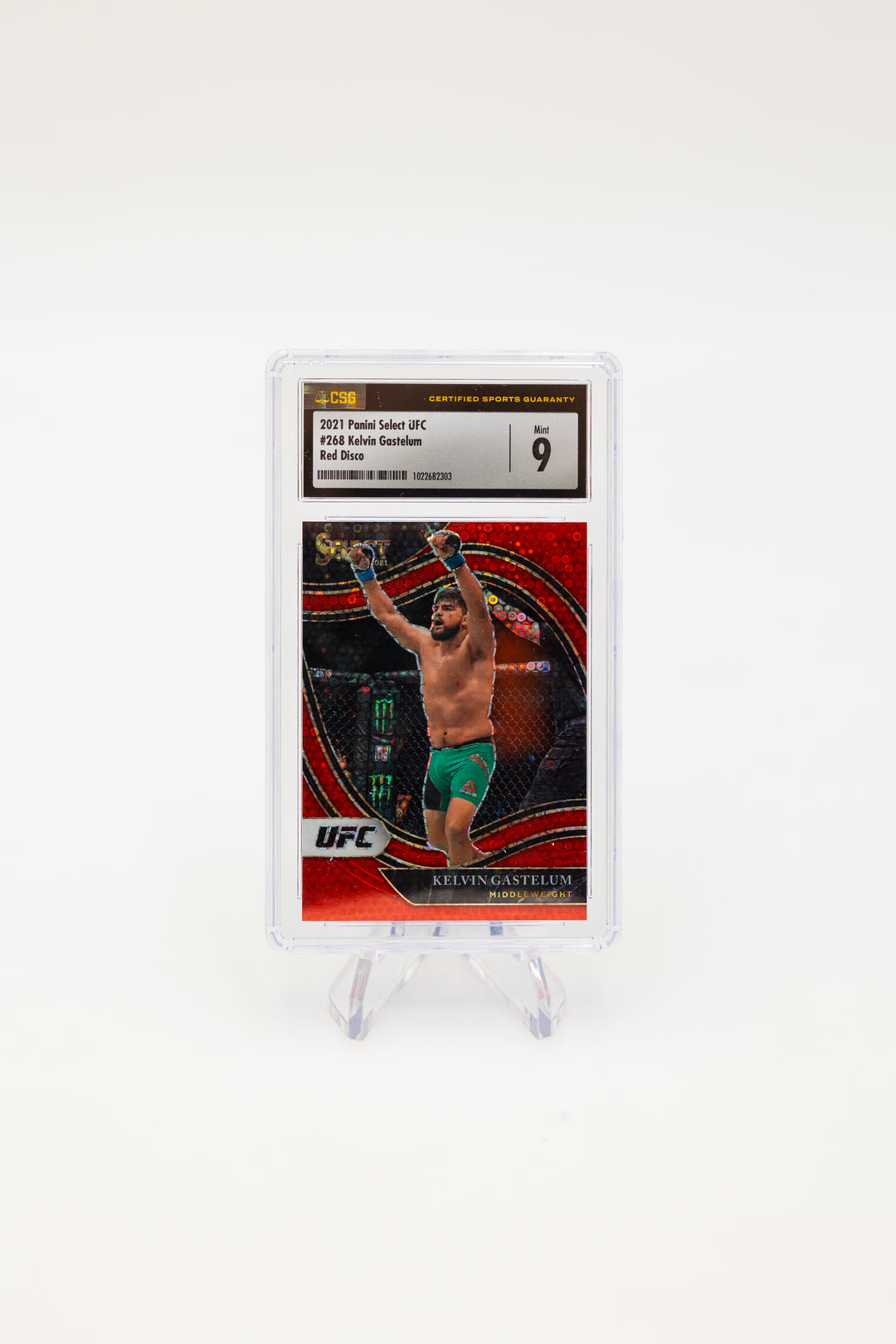 2021 Panini Select UFC - Kelvin Gastelum 268 - Red Disco /199 - CSG CGC 9