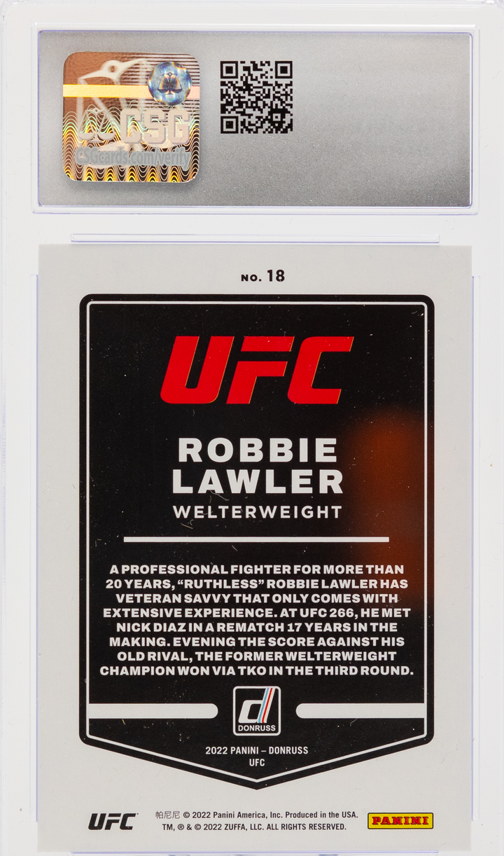 2022 Panini Donruss UFC - Robbie Lawler 18 -  Press Proof Purple - CSG CGC 10