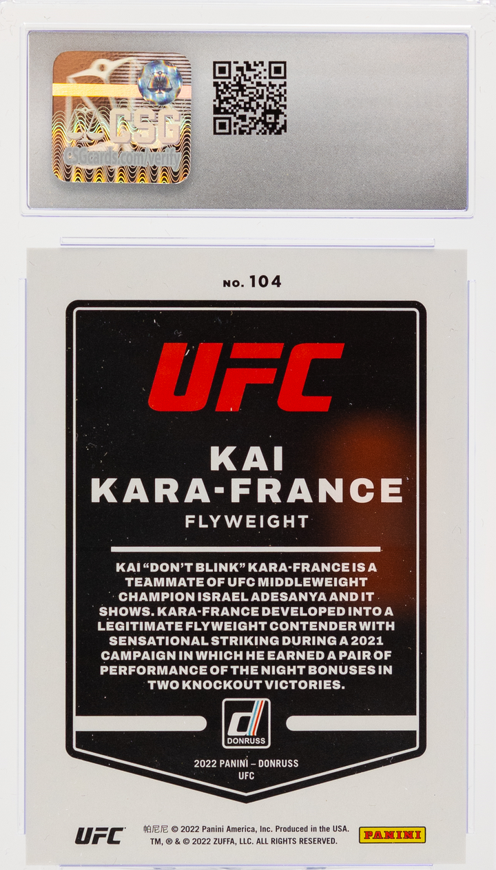 2022 Panini Donruss UFC - Kai Kara-France 104 -  Press Proof Purple - CSG CGC 10