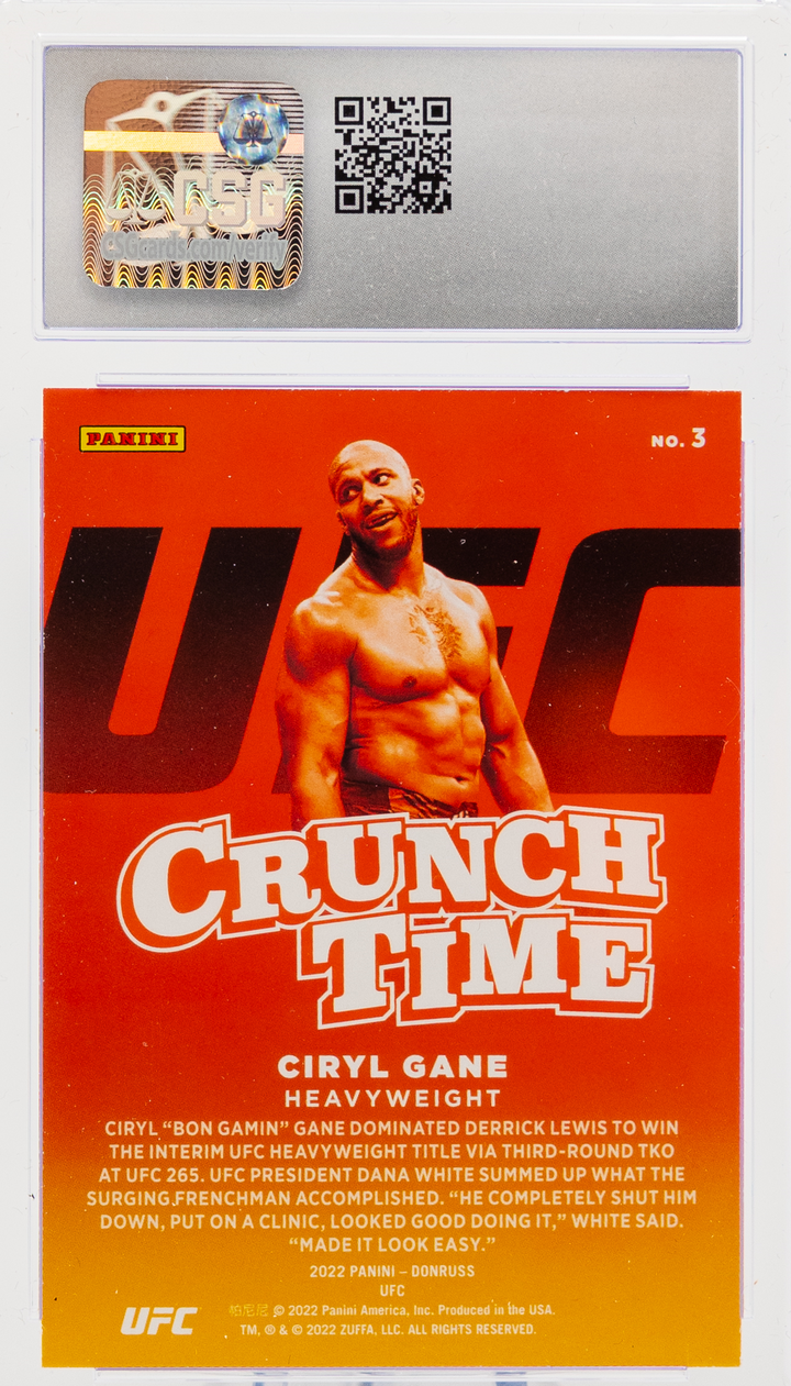 2022 Donruss UFC - Ciryl Gane 3 - Crunch Time Press Proof Silver - CSG CGC 8.5