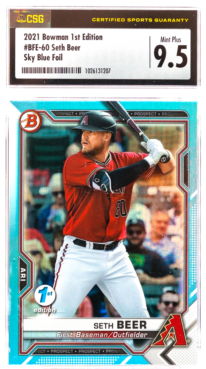 2021 Bowman 1st Edition - Seth Beer BFE-60 - Sky Blue Foil - CSG CGC 9.5