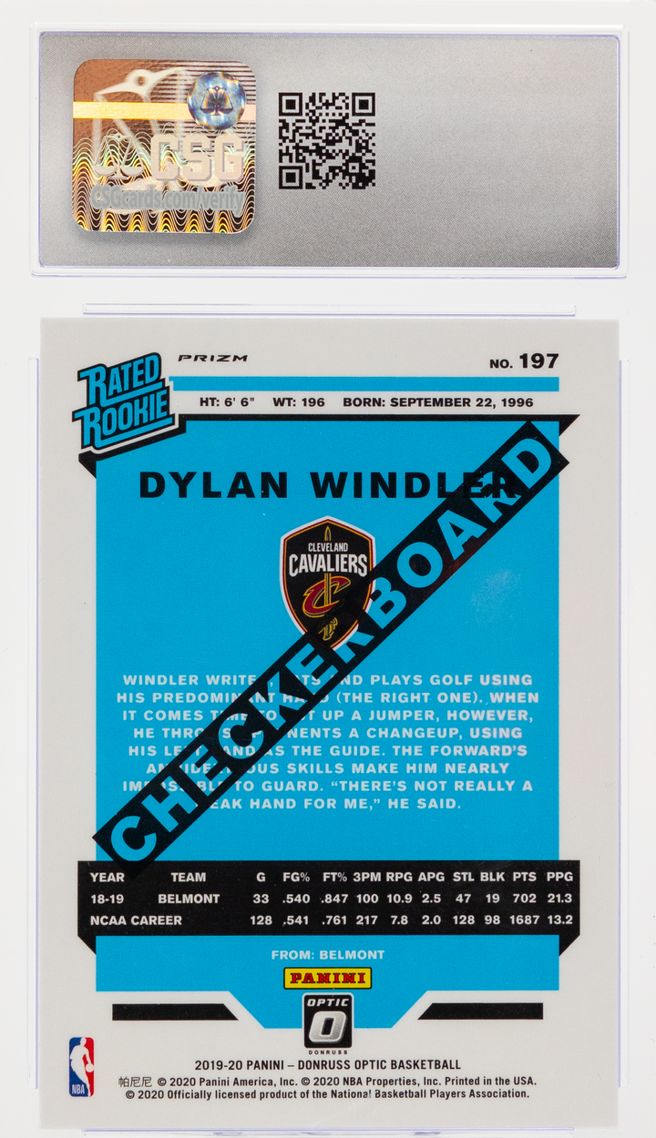 2019-20 Donruss Optic - Dylan Windler 197 - Checkerboard  - CSG CGC 8