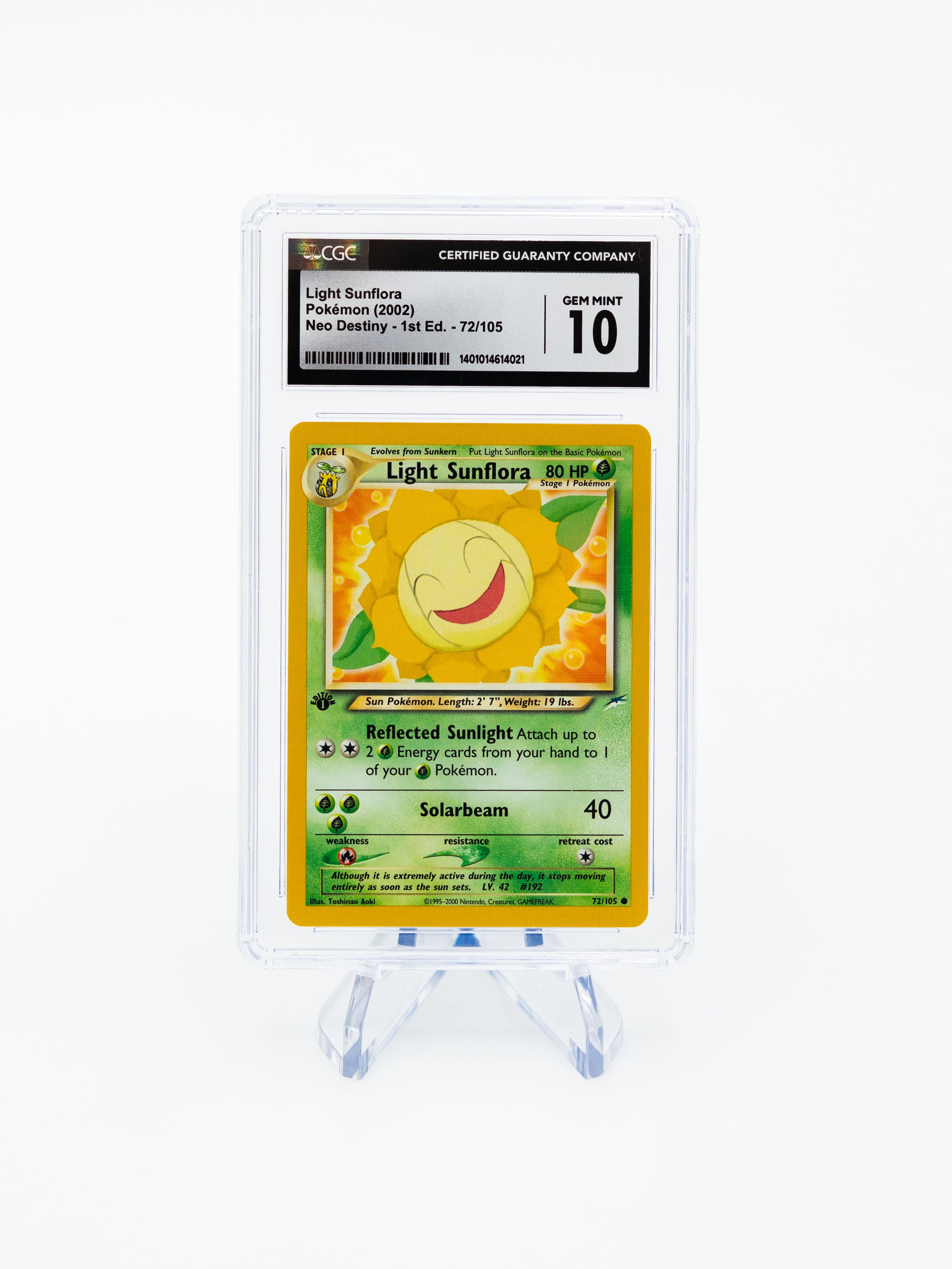 Light Sunflora 72/105 Neo Destiny 1st Edition - 2002 Pokemon - CGC 10