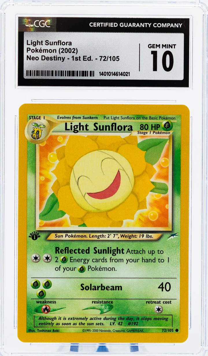 Light Sunflora 72/105 Neo Destiny 1st Edition - 2002 Pokemon - CGC 10