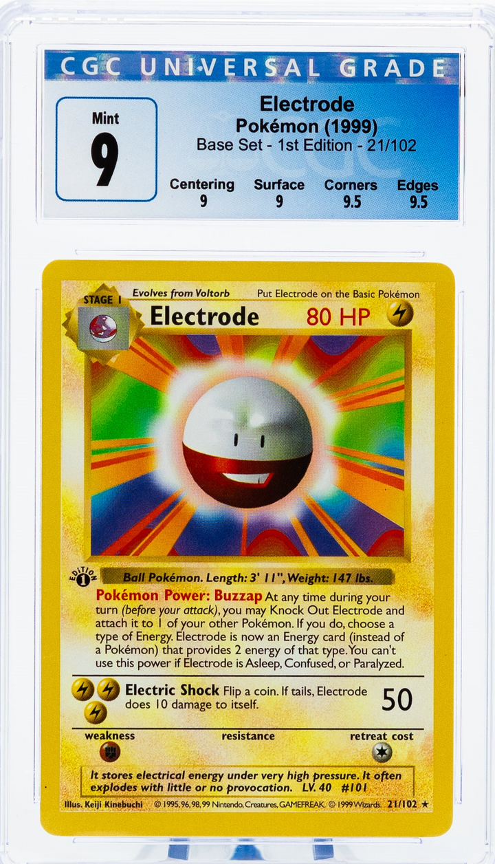 Electrode 21/102 Base Set Shadowless 1st Edition - 1999 Pokemon - CGC 9