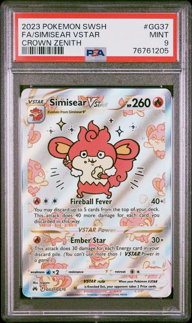 SIMISEAR VSTAR #GG37 - Crown Zenith - 2023 Pokémon - Sword & Shield - PSA 9