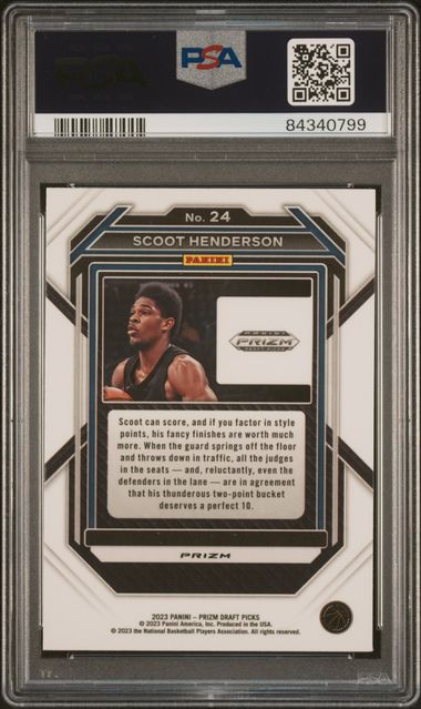 2023 Panini Prizm Draft Picks- Scoot Henderson #24- Hyper Prizm - PSA 10