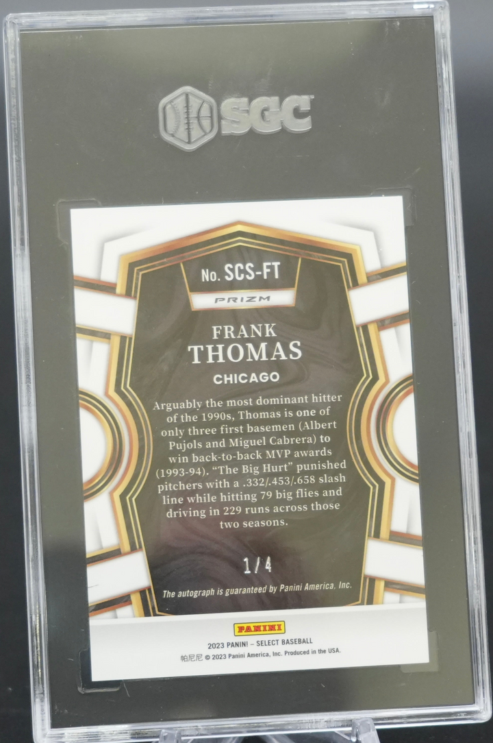 2023 Panini Select - Frank Thomas SCS-FT - Company Sig Neon Orange Pulsar /4 - SGC 10 / 10