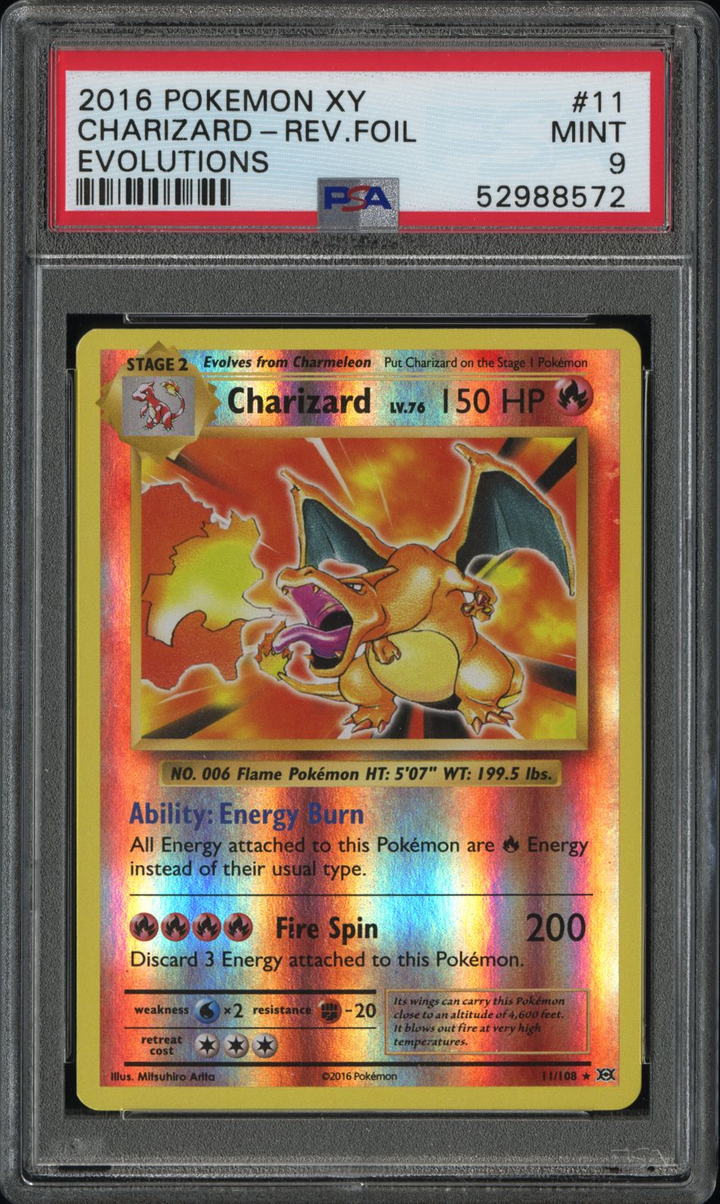 Charizard Rev. Foil #11 Evolutions - 2016 Pokemon XY - PSA 9