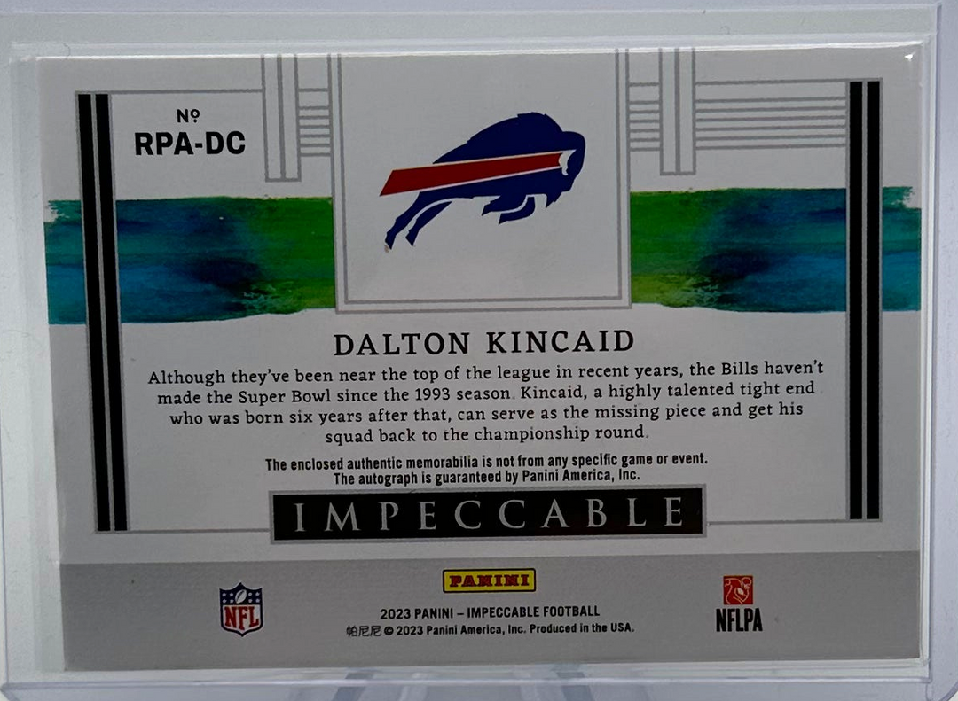 2023 Panini Impeccable Football - Dalton Kincaid RPA-DC - Gold RPA /25