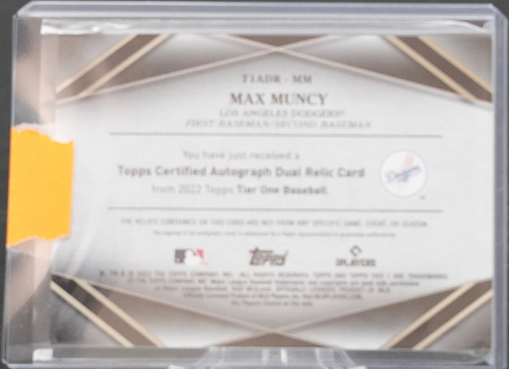 2022 Topps Tier One Baseball - Max Muncy T1ADR - Autograph Dual Relic /25