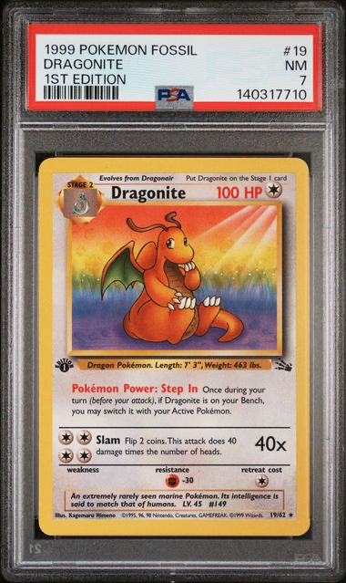 1999 dragonair pokemon card Dragonite - 19/62 - Fossil - 1999 Pokemon