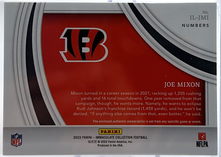 2022 Panini Immaculate Football - Joe Mixon IL-JMI - Patch 25/25