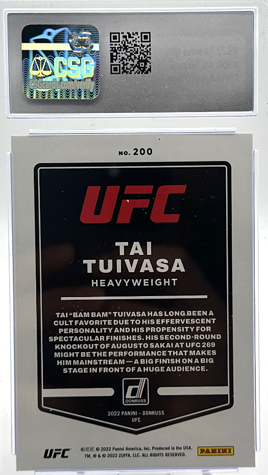 2022 Panini Donruss UFC - Tai Tuivasa 200 -  Press Proof Silver - CSG CGC 10